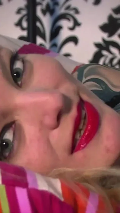 Blonde tattooed & small titted MILF in lingerie and gloves sucks and fucks this