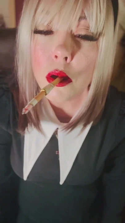 Cute Catholic Girl Tina Snua Smoking A Cork Cigarette - Lots Of Dangles And Snap