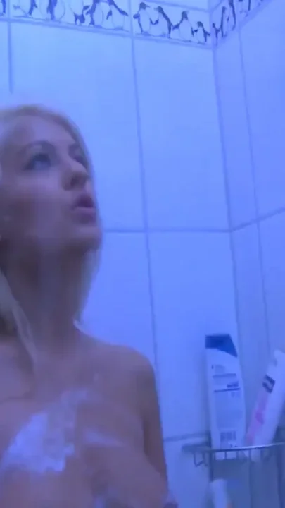 Hot blonde with huge tits masturbates infront of guy with big dick and fucks