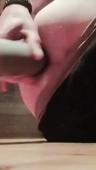 Guy eats liquid from his open ass