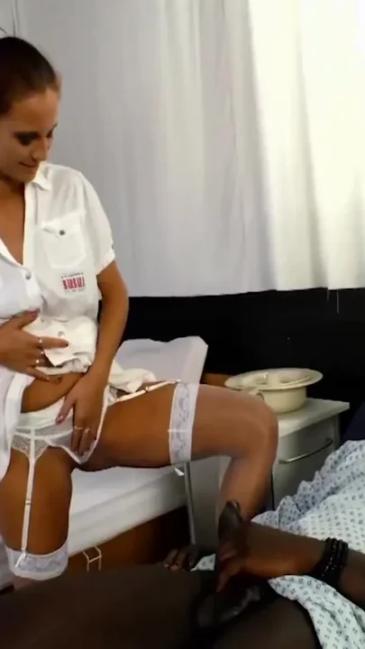 Hot nurse gets pounded by one great black cock and squirts