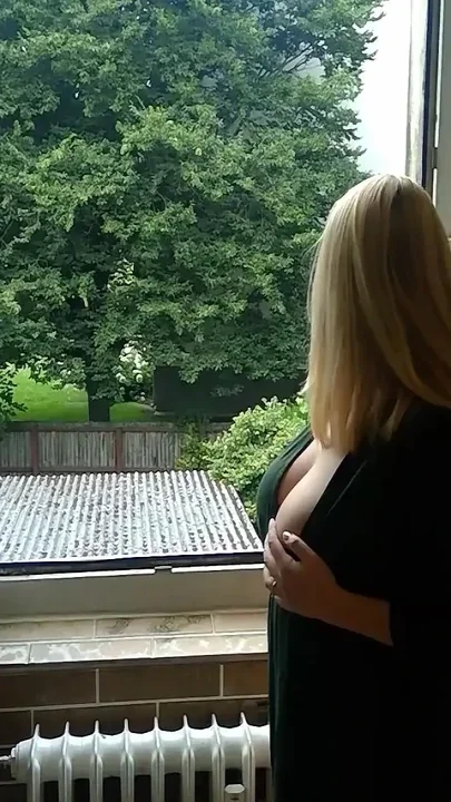 Naked and Playing with Pussy Out Window