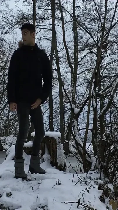 Winter Jerk off in Snowy Land Two Times