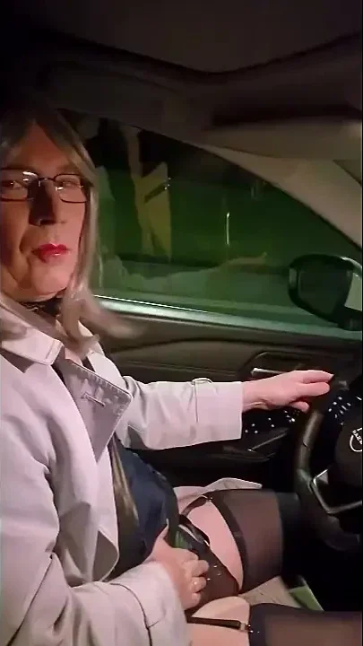 Sexy Mature Crossdressing Sissy Slut Driving Around in Lingerie