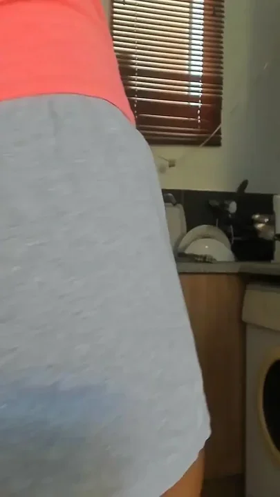 Naked big-ass cleaning the kitchen