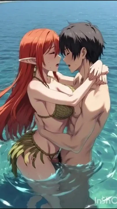 Redhead anime hentai girl fucks in the water Clip 1
