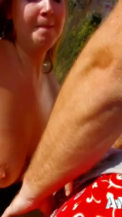 BBW Rose Kisu sucking cock on the beach