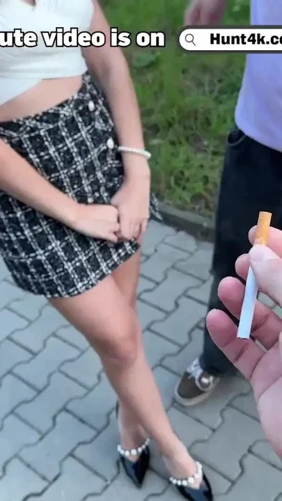 HUNT4K Naughty girl is showing her natural tits on the street and cheating on