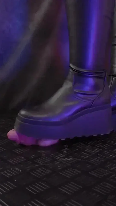 Smashing Your Balls in Platform Knee High Boots Clip 1