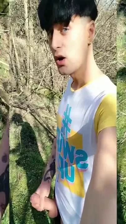 Twink and His Shadow on a Sunny Day - Outdoor Jerk off - Thick Cock