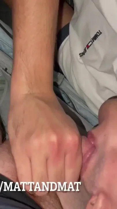 Latino sucks ginger cock cum and swallow in the car
