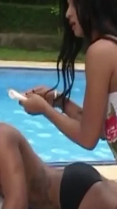 Latina Shemale Layla Anal Fucked by the Pool on Vacation