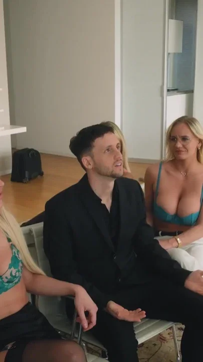 Candee Licious Gatita Veve and Layla Scarlett's Chair Game Foursome Clip 1