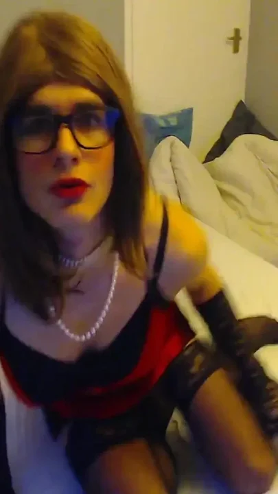 Red Satin Lingerie and Pearls