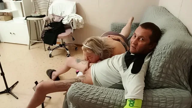 neighbor swallows cum after a gentle blowjob