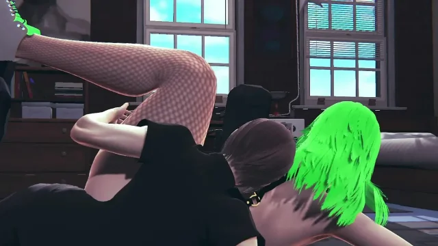 My Hot Green-Haired Girl B E - 3D Animation
