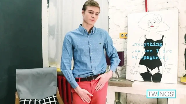 Cock loving college teen Lucas plays with a dildo and cums