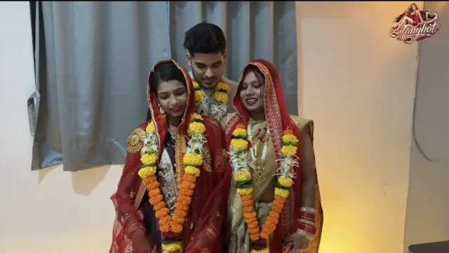 Aksha and Sanjana got married to Aman and Aman took them home and they had