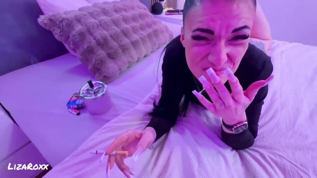 Caught Me Smoking Turned Into a Sloppy Blowjob POV