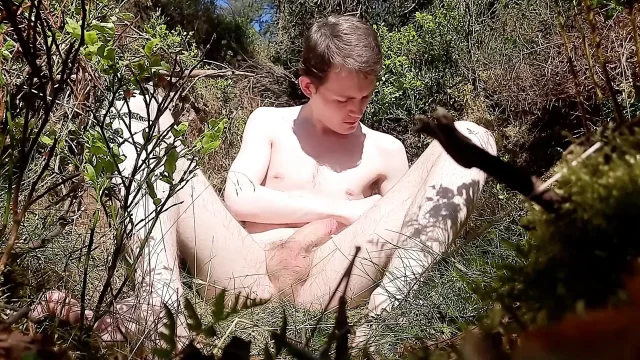 Naked in the Forest Jerking off