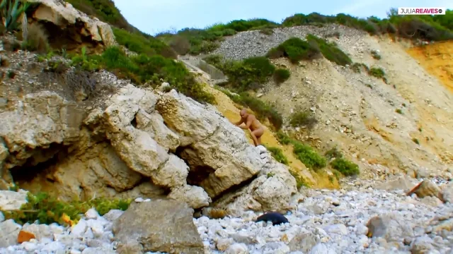 Fucking with the blonde girlfriend by the sea in the cliffs