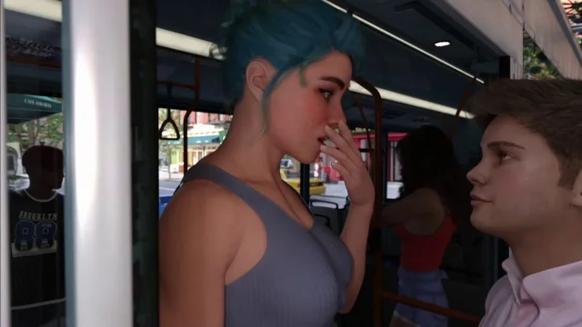 Kissed My Gorgeous Futa Girlfriend Juliette Before Boarding on Bus in Public