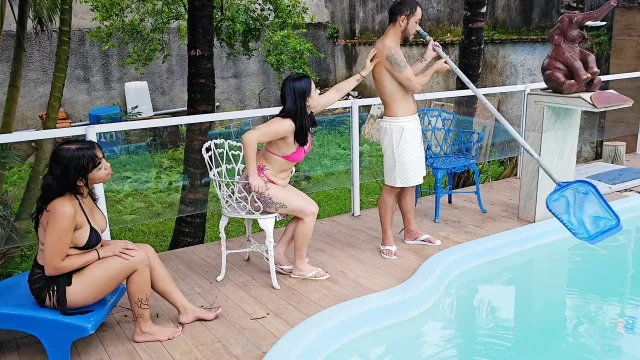 The rich girls from the condo asked for help at the pool and things went wrong