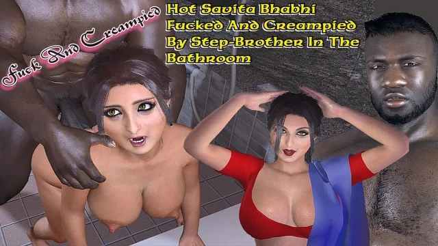 Sexy Savita Bhabhi Fucked in the Bathroom by Her Step-brother and Got Creampied
