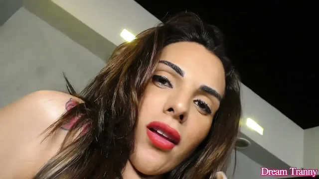 Tranny Melyna Merli jerks Off While Getting Machine Fucked