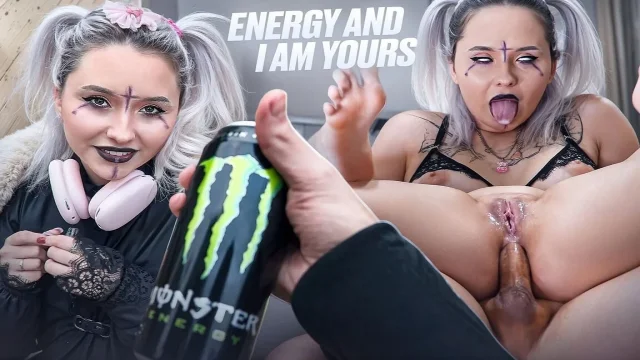 Flexible Alt E-girl Sucks for Energy Beverage and Takes Deep Anal Creampie in
