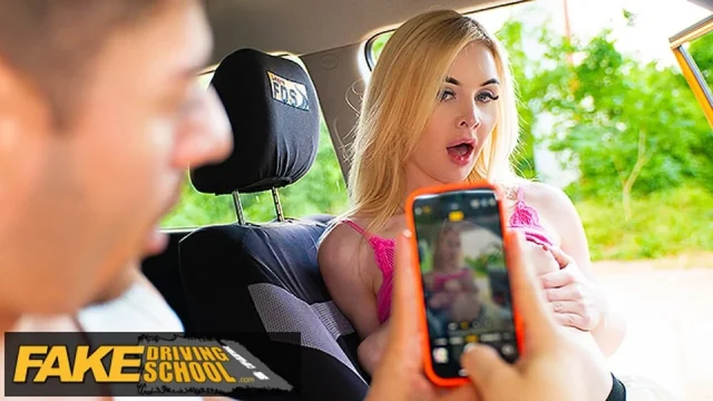 Cute petite British blonde loves hard sex outside - Fake Driving School