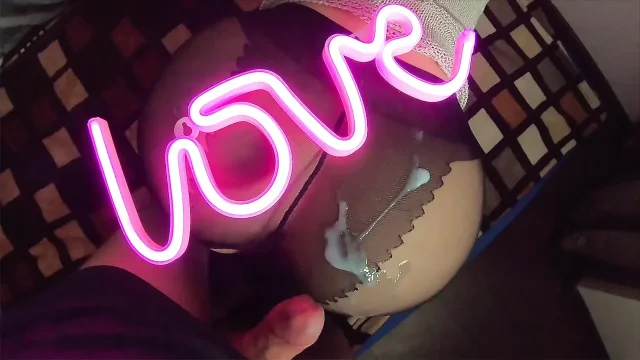 Big Ass Babe in Pantyhose Sucks Cock and Fucks by the Light of Pink Lamp LOVE -