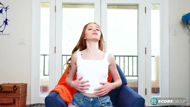 Redheaded youngster Myra Moans enjoys convulsing orgasms