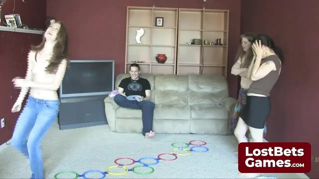 In a Stripscotch game twist they compete to cum last