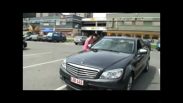 Sexy blonde pussy fucking on the road