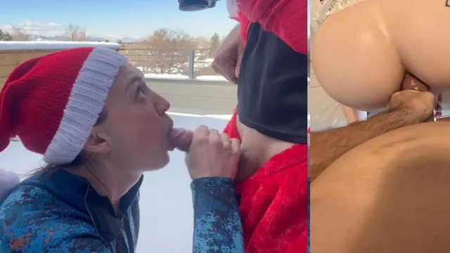 Santa Claus Gives Me an Anal Cream Pie 8 Inch Big Dick Deep Throat in the Snow