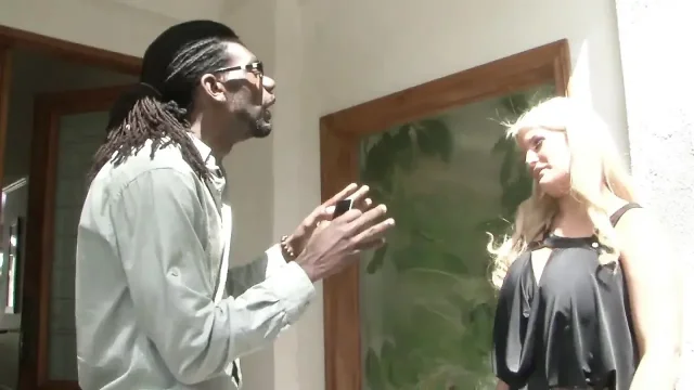 Dirty blonde sucks a black monster cock