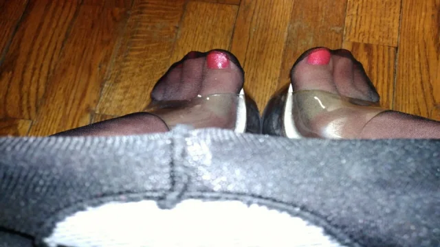 Lying in bed in new pantyhose