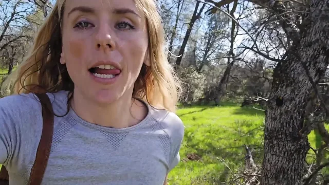 Petite Blonde Gets Bent Over Outdoors and Given Massive Facial