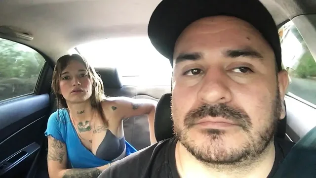 Hot girl masturbates in Uber driver car