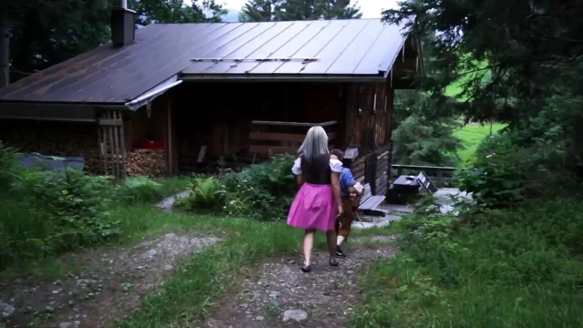 Cum Eating Blondie From France Sucking and Riding Cock at Cabin