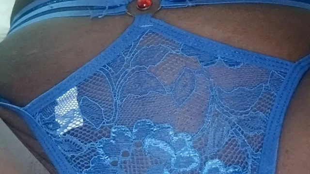 Fingering My Pussy While on Bed and Putting on Sexy Blue Lingerie