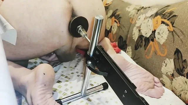 Anal orgasm with bbc dildo and fuck doggy style fuckmachine