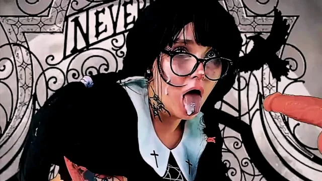 Wednesday Addams passionately sucks and squirts