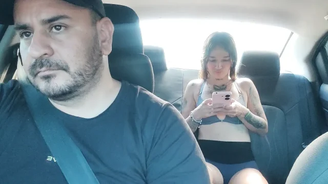 Hot Latina girl masturbates in the back of Uber car