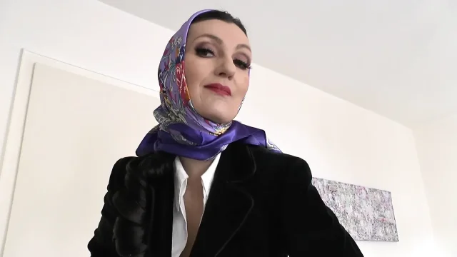 Elegant Shiny Satin Headscarf Fashion Show JOI Lady Victoria Valente