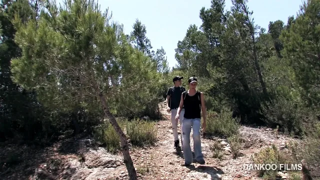 Two twinks enjoy cruising at cum beach