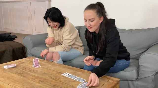 captivating game of House of Cards with Bella and Vaness