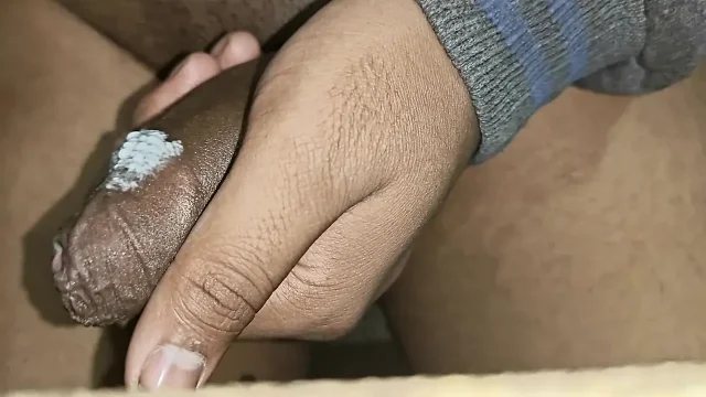 Sweaty Labour Boy Playing With Cock Hair