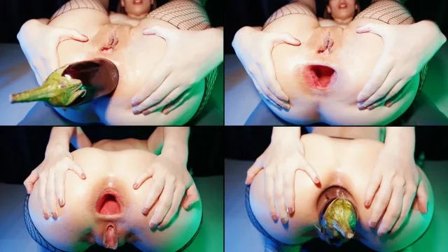 PUSHING OUTS AND GAPES BIG EGGPLANT Anal Hardcore Gaping Close up Doggystyle Huge toy